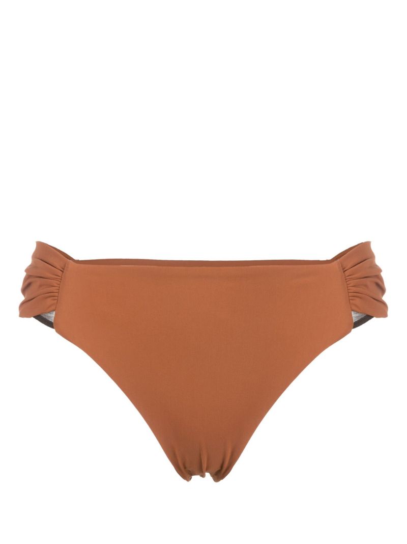 Brown Ruched Bikini Bottoms