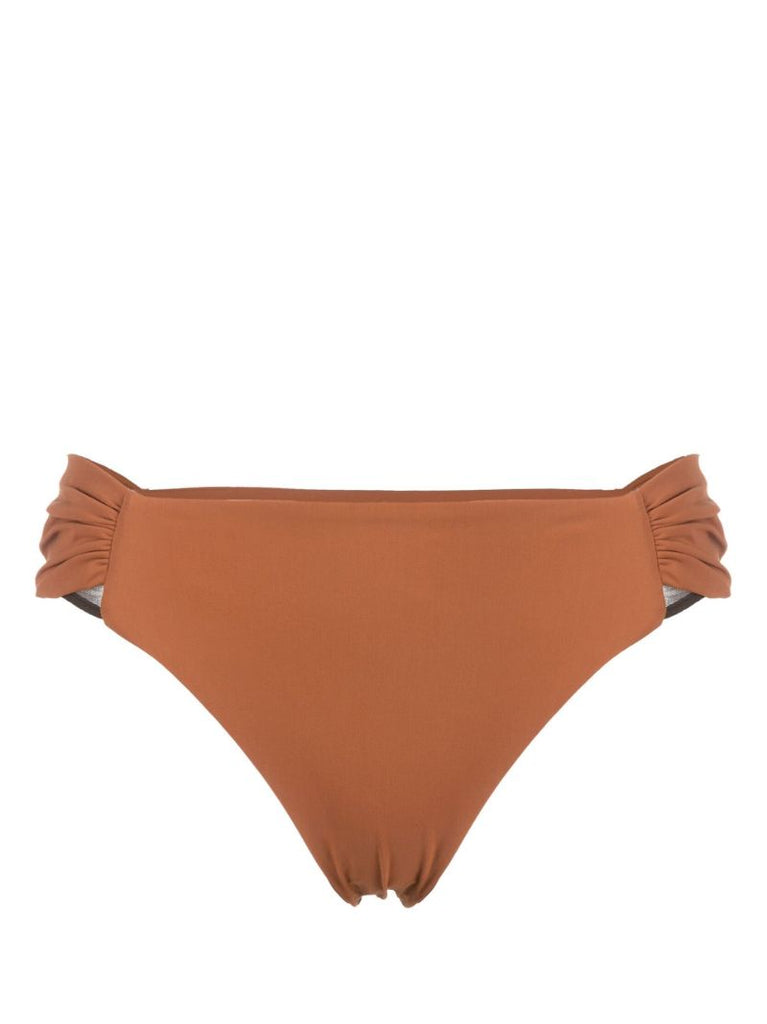Brown Ruched Bikini Bottoms