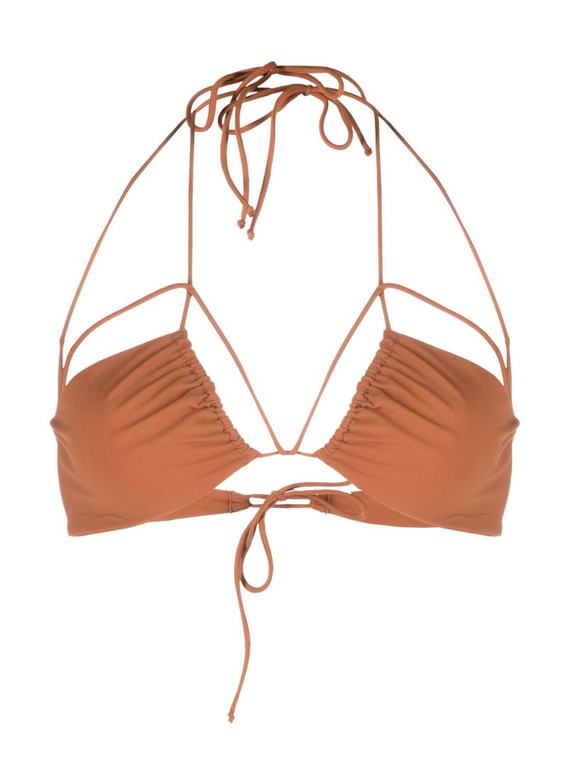 Brown Ruched Bikini Top
