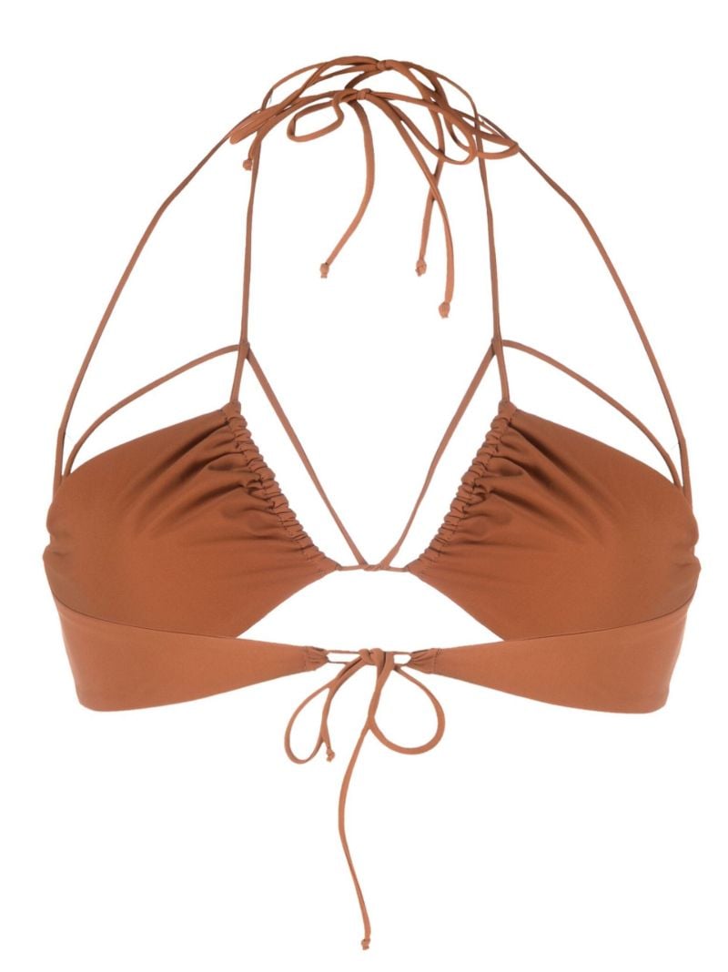 Brown Ruched Bikini Top