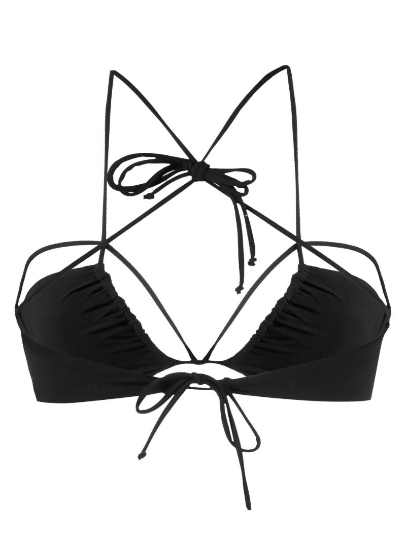 Black Gathered Bikini Top