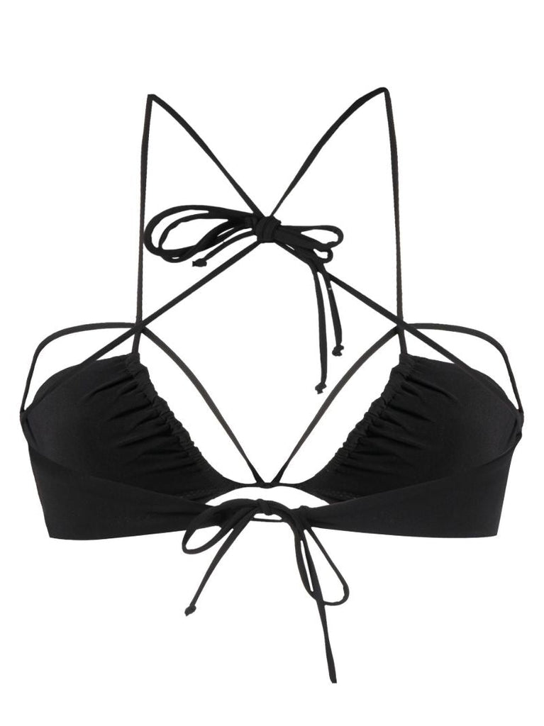 Black Gathered Bikini Top