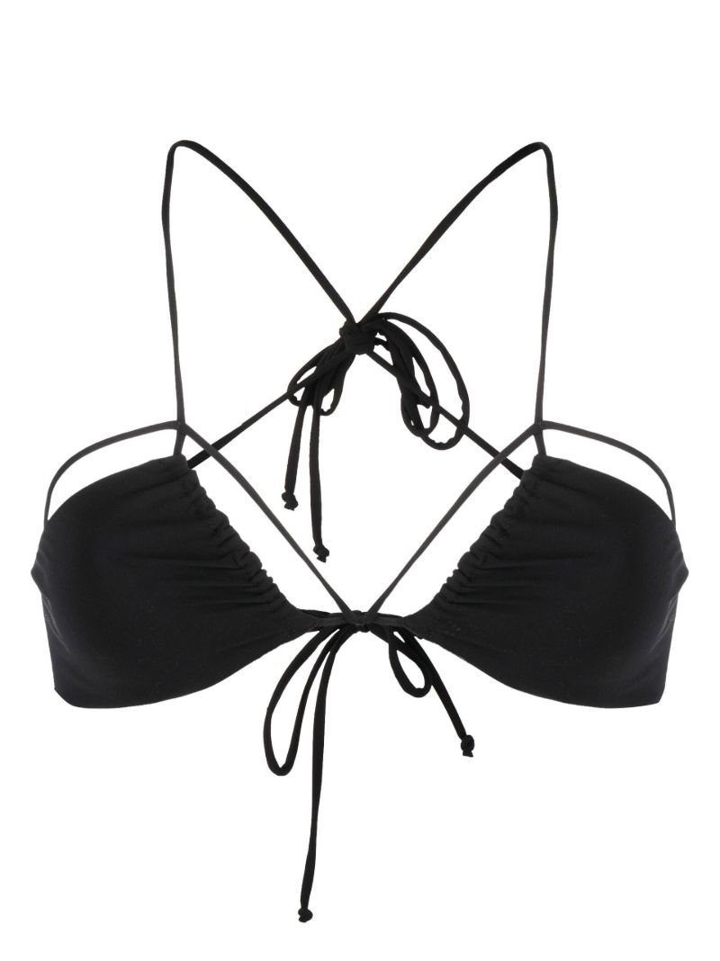 Black Gathered Bikini Top