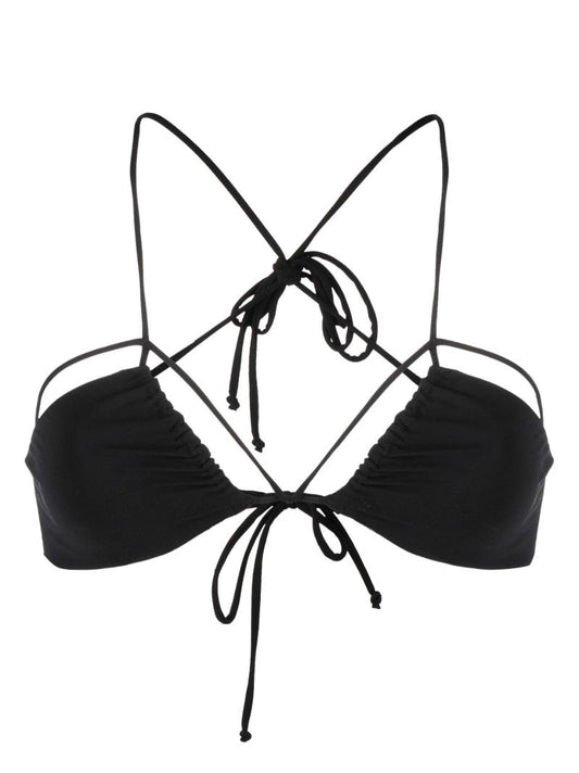 Black Gathered Bikini Top