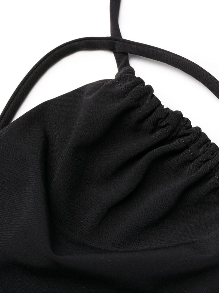 Black Gathered Bikini Top