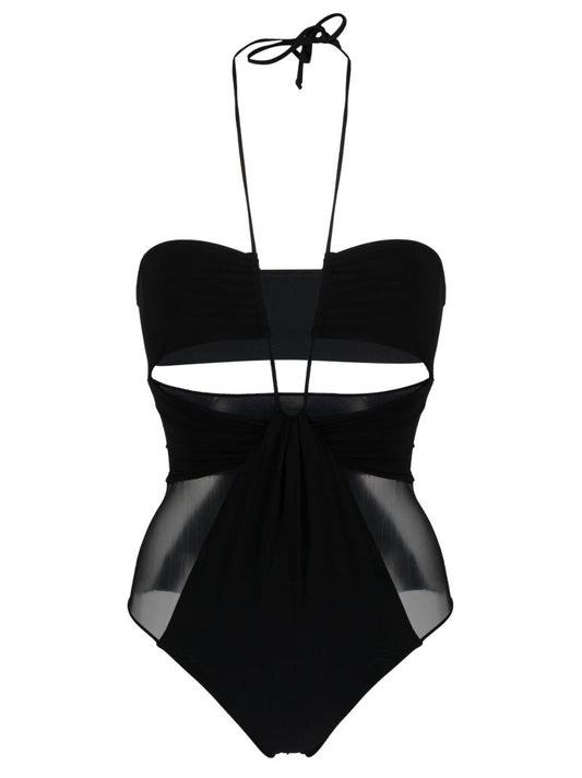 Black Gathered Swimsuit
