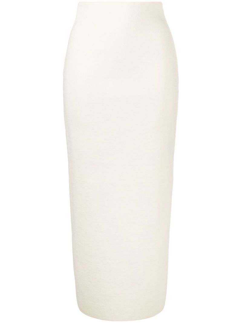 Neutral Gayuso Ribbed Midi Skirt