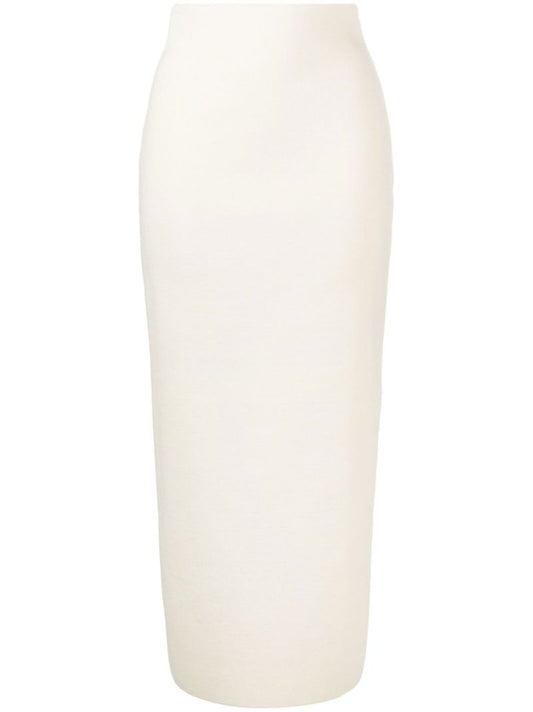 Neutral Gayuso Ribbed Midi Skirt