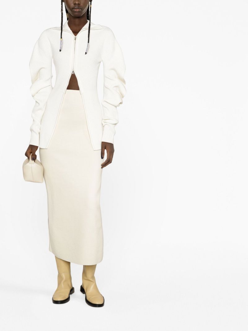 Neutral Gayuso Ribbed Midi Skirt