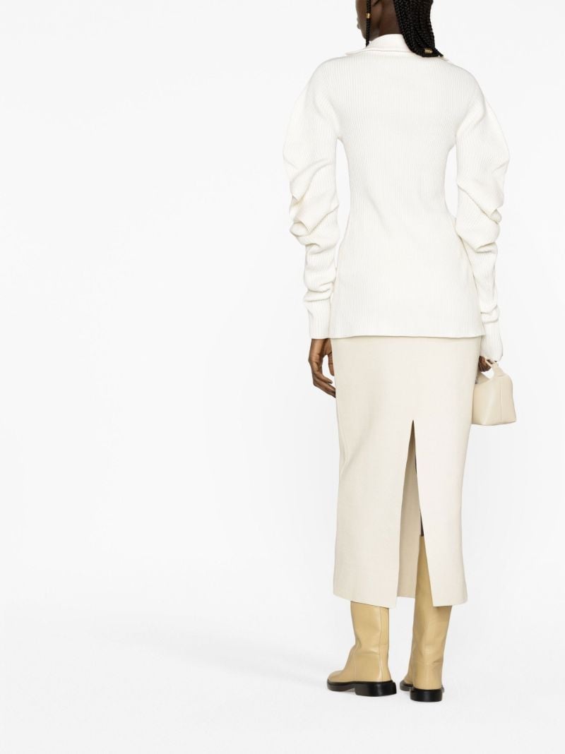 Neutral Gayuso Ribbed Midi Skirt