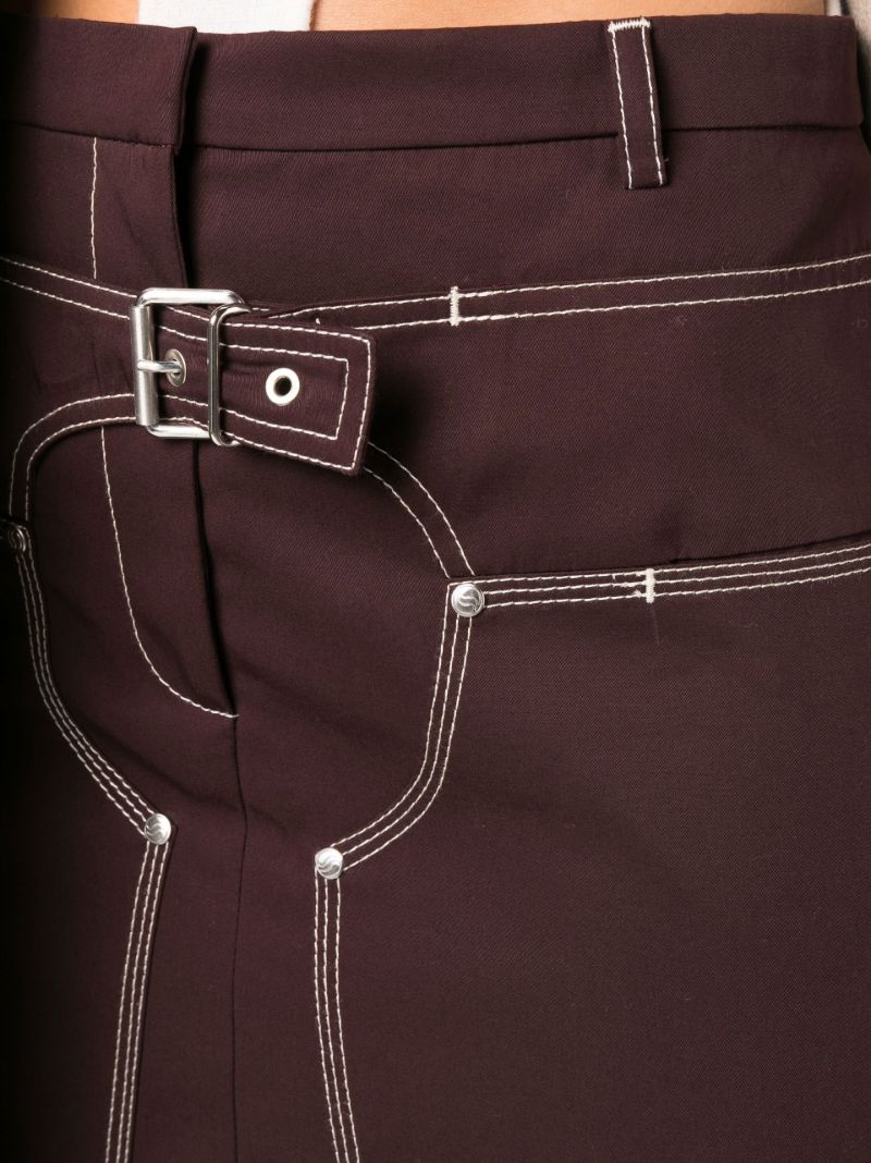 Purple A-line Buckled Midi Skirt
