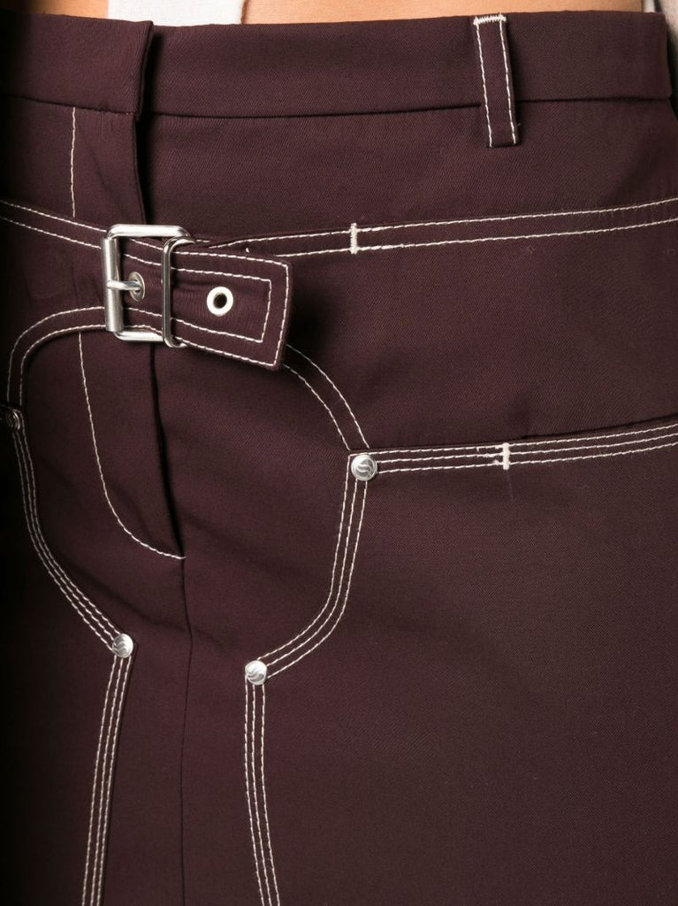 Purple A-line Buckled Midi Skirt