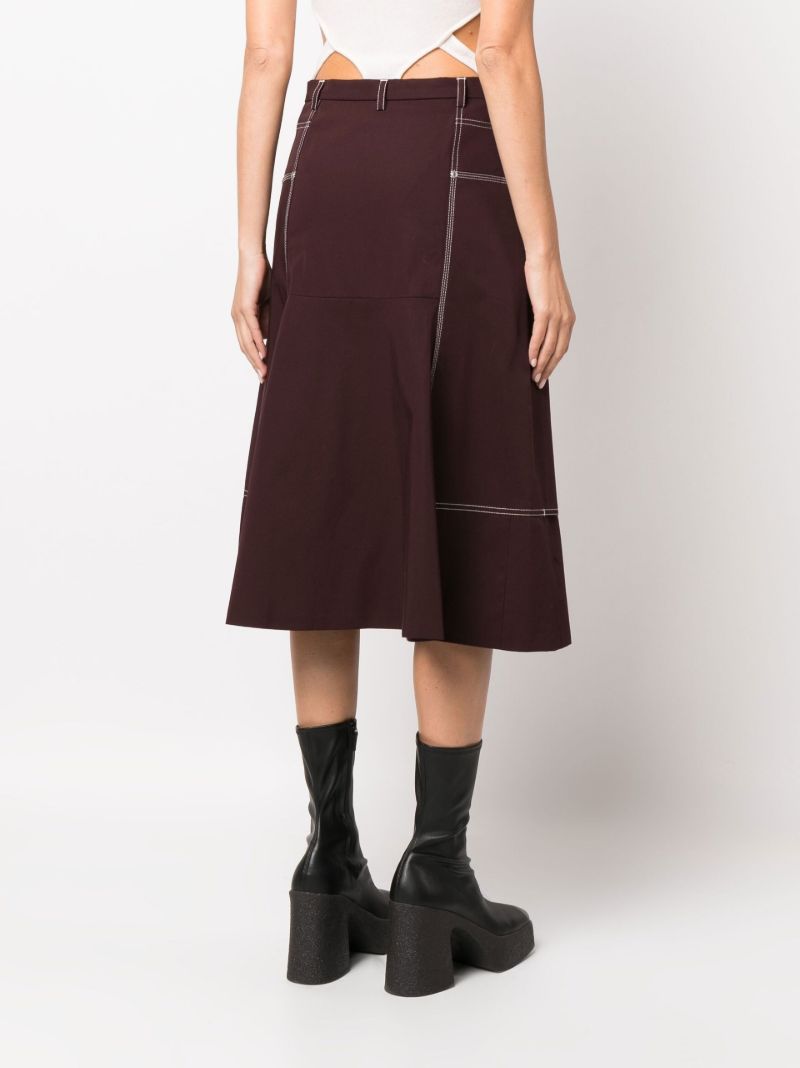 Purple A-line Buckled Midi Skirt