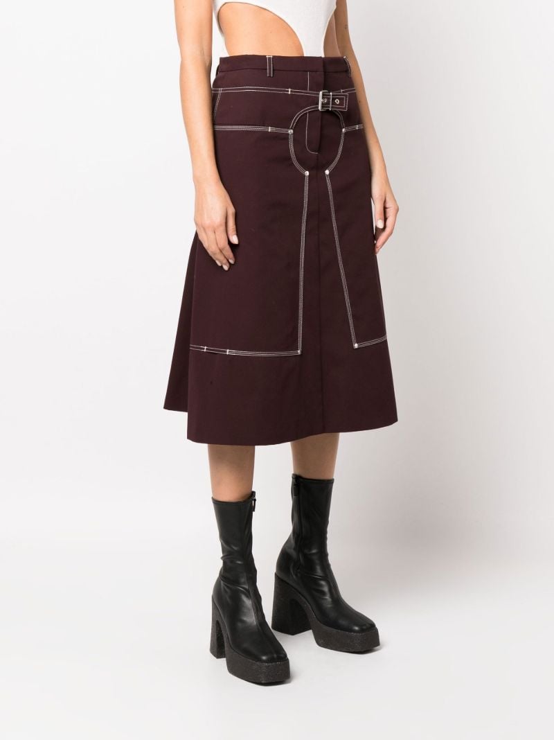 Purple A-line Buckled Midi Skirt