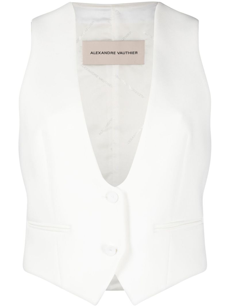White V-neck Waistcoat