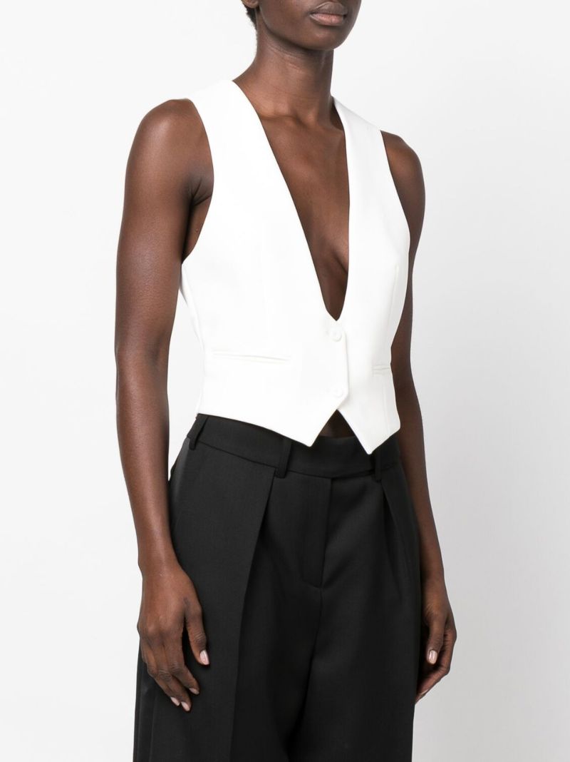White V-neck Waistcoat