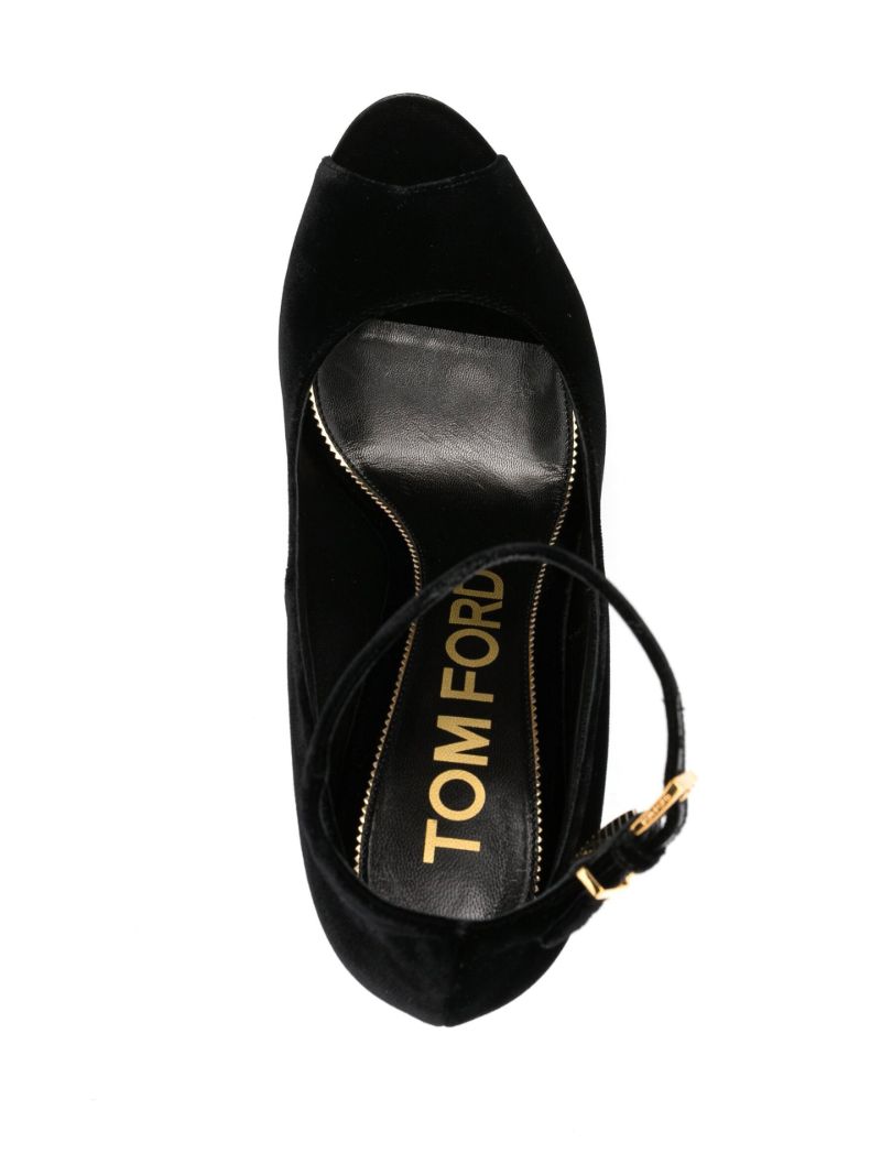 Black Padlock 145 Velvet Platform Sandals