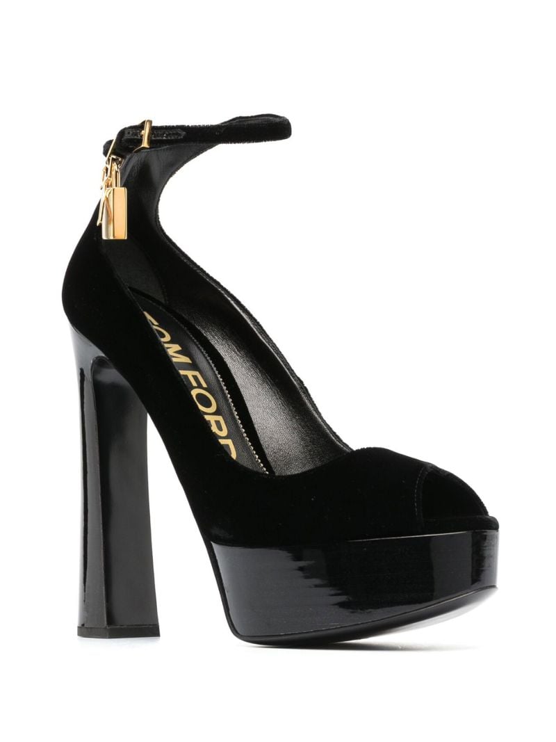 Black Padlock 145 Velvet Platform Sandals