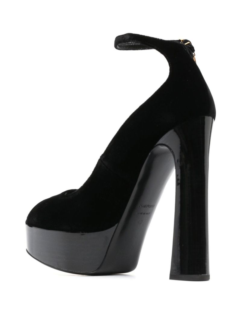 Black Padlock 145 Velvet Platform Sandals