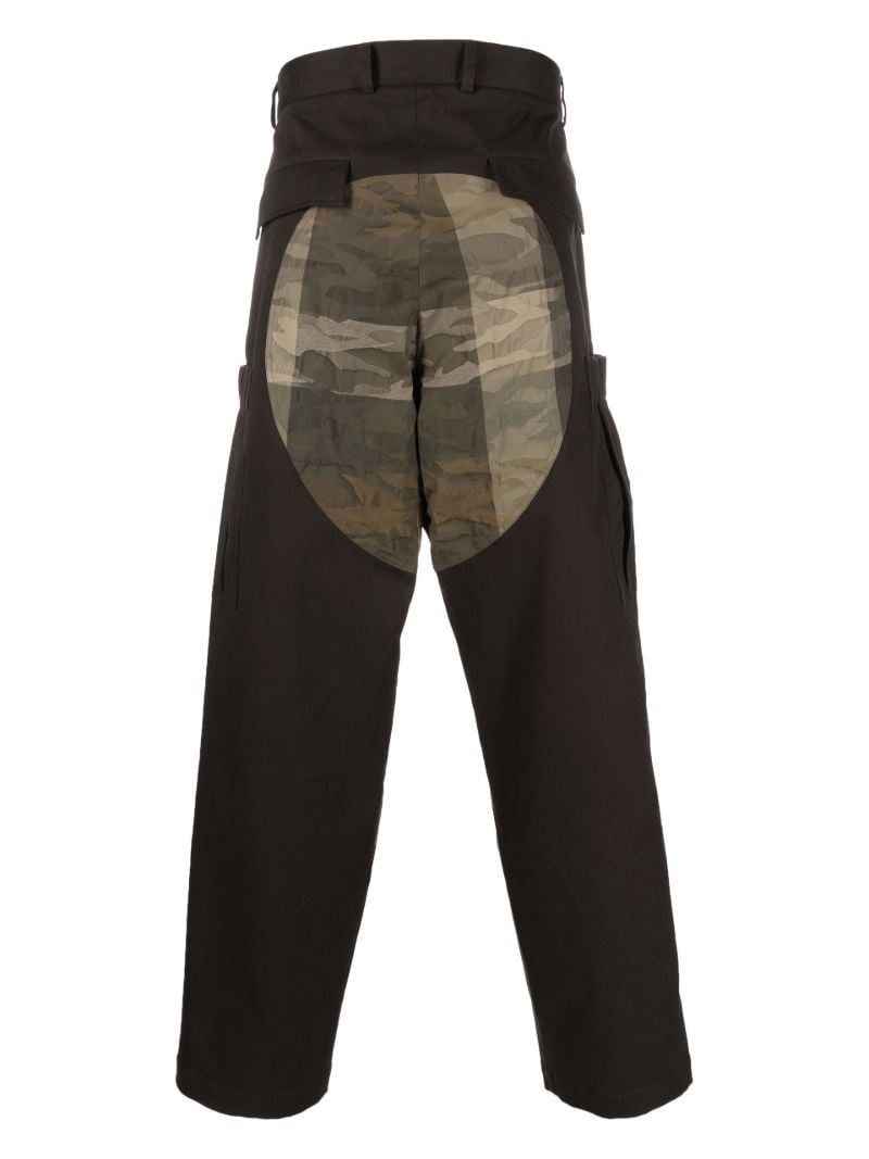 Green Camouflage Panel Straight-leg Trousers