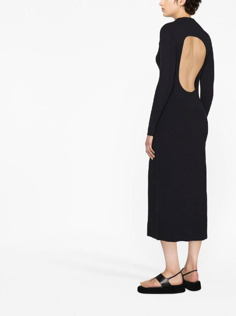 Black Lara Cut-out Knitted Midi Dress