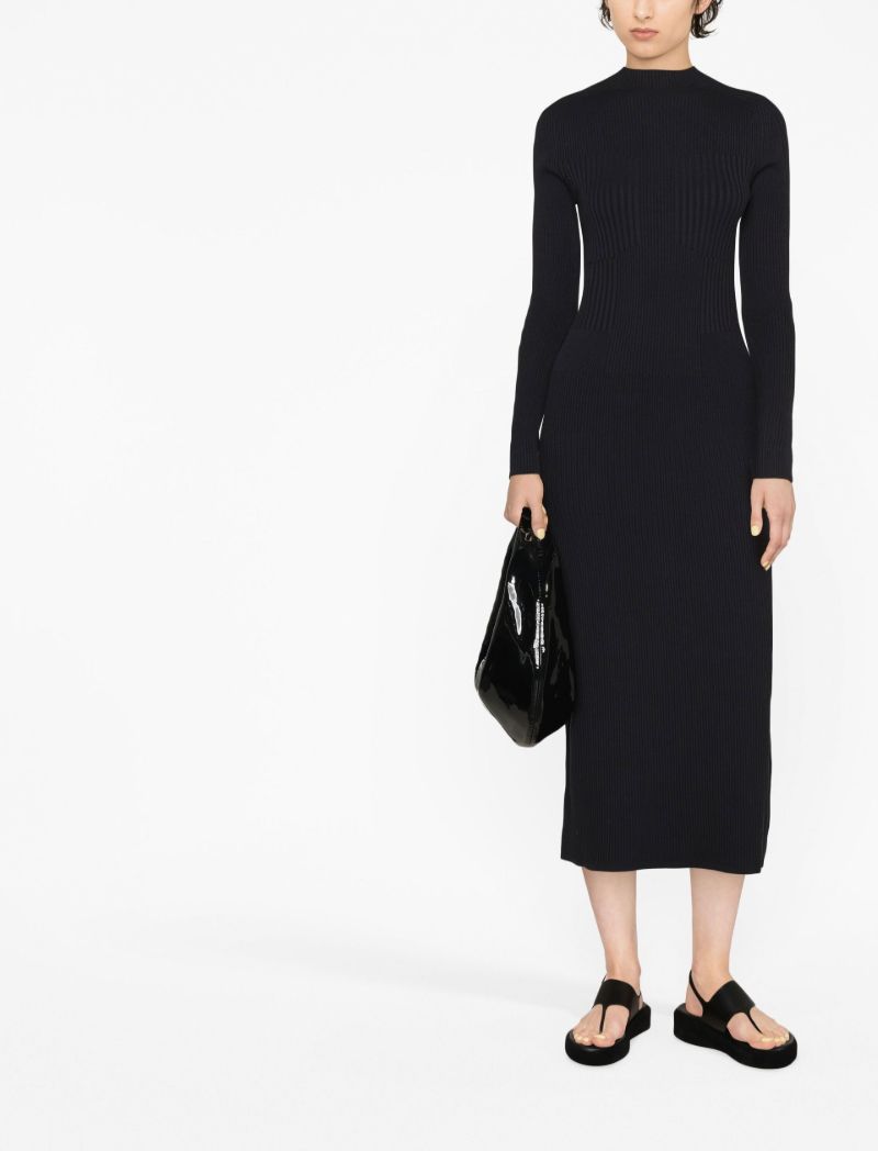 Black Lara Cut-out Knitted Midi Dress