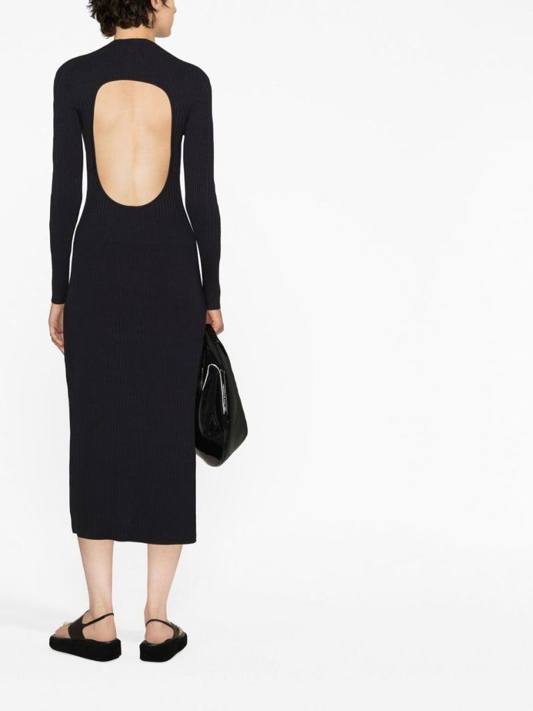Black Lara Cut-out Knitted Midi Dress