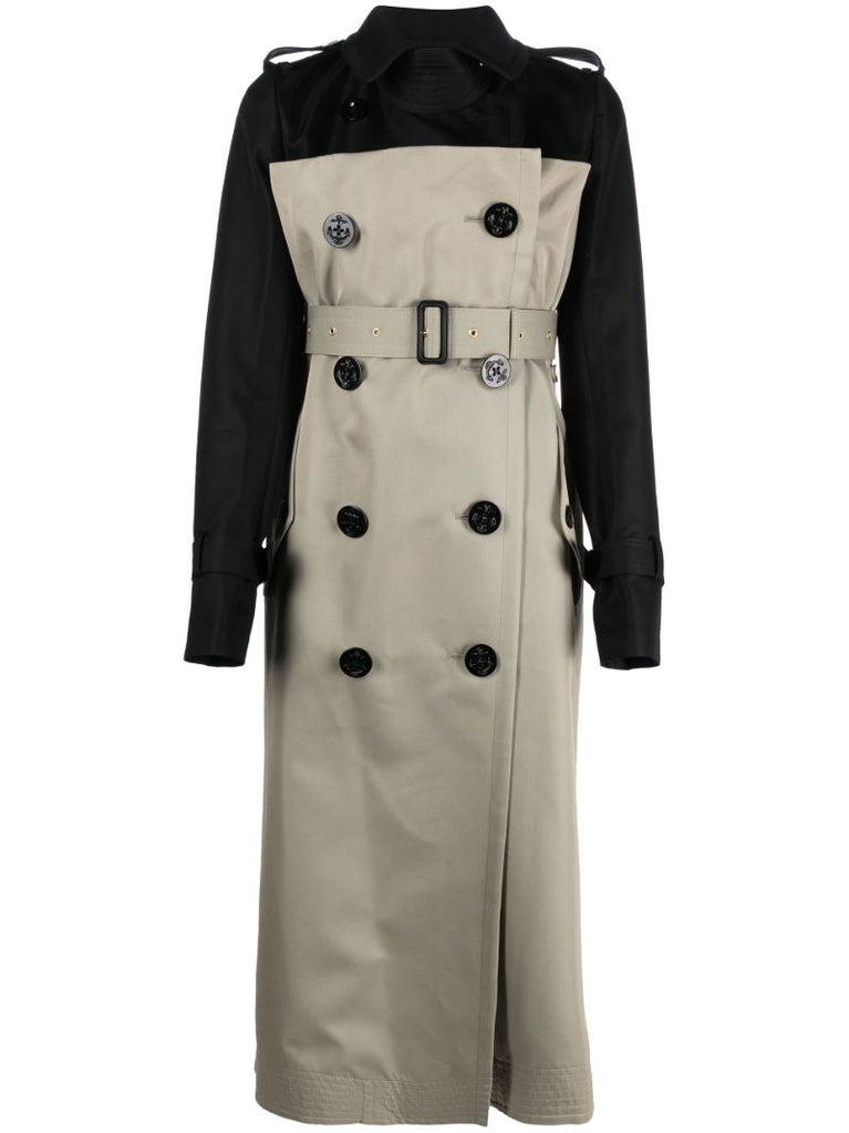 Neutral Panelled Cotton Trench Coat