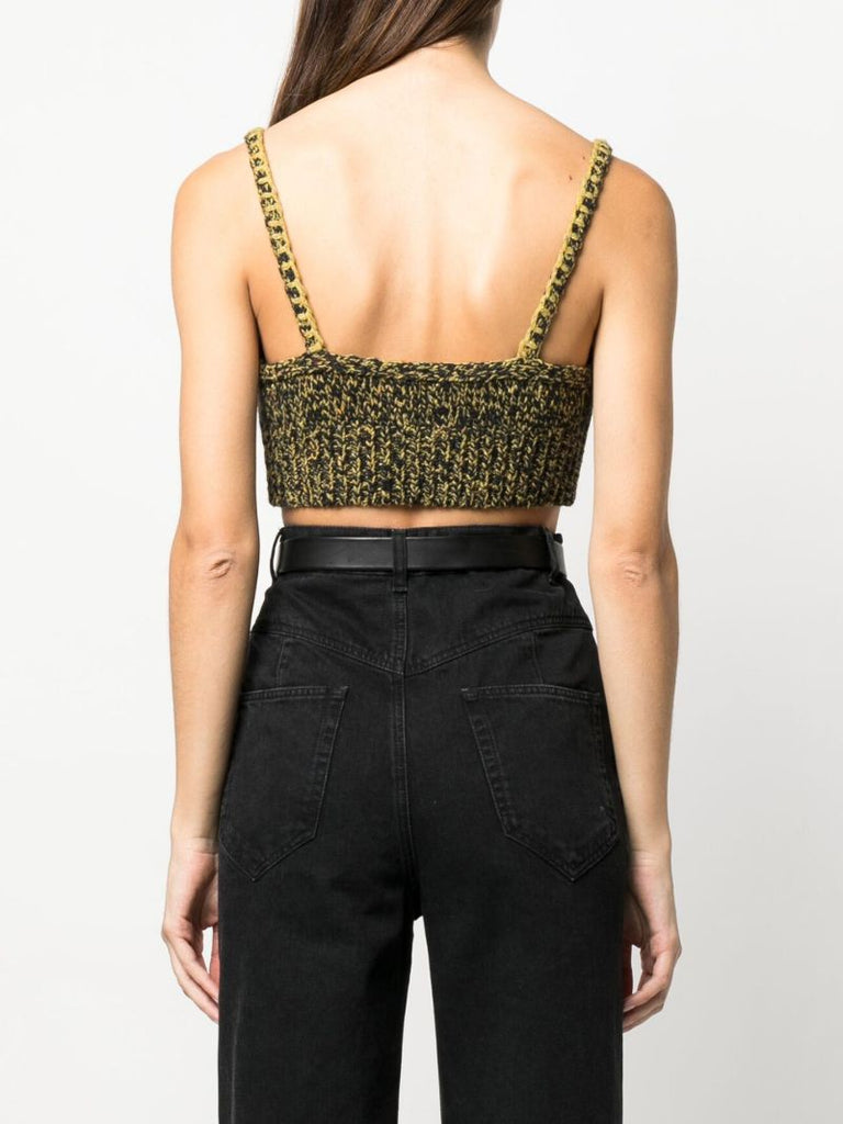 Green Lia MÃ_x0083_Â©lange Knitted Crop Top