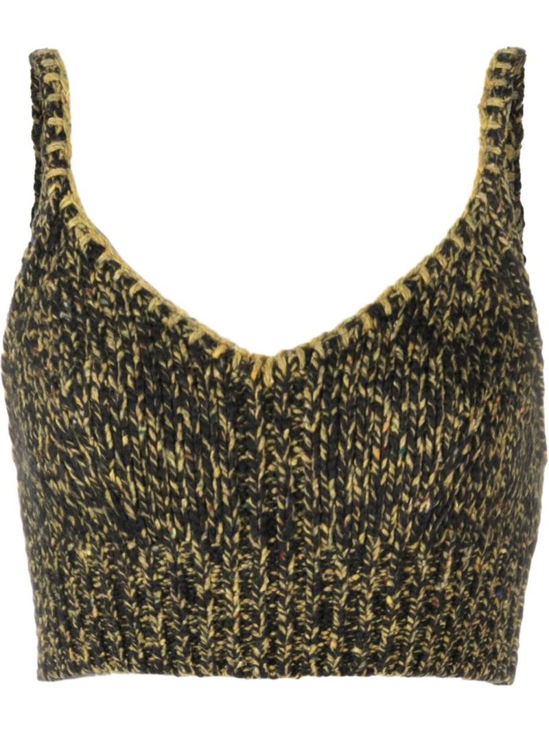 Green Lia MÃ_x0083_Â©lange Knitted Crop Top