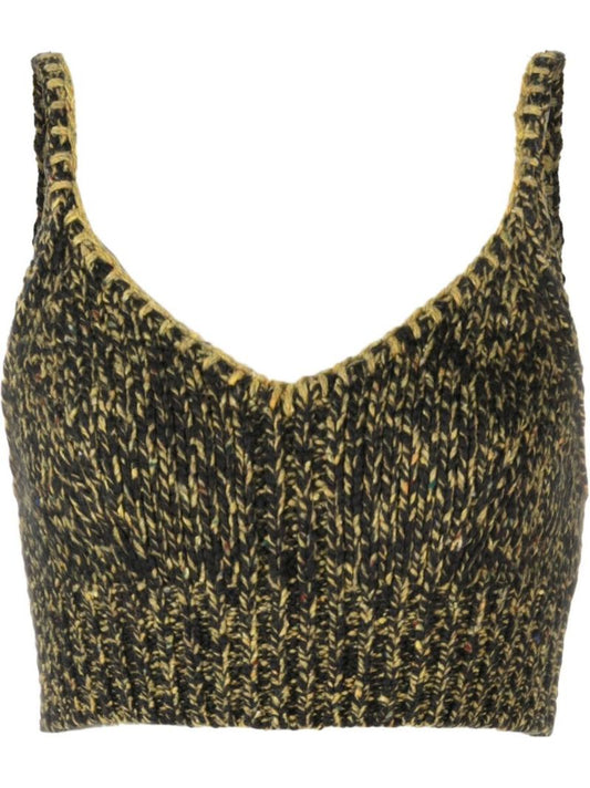 Green Lia MÃ_x0083_Â©lange Knitted Crop Top