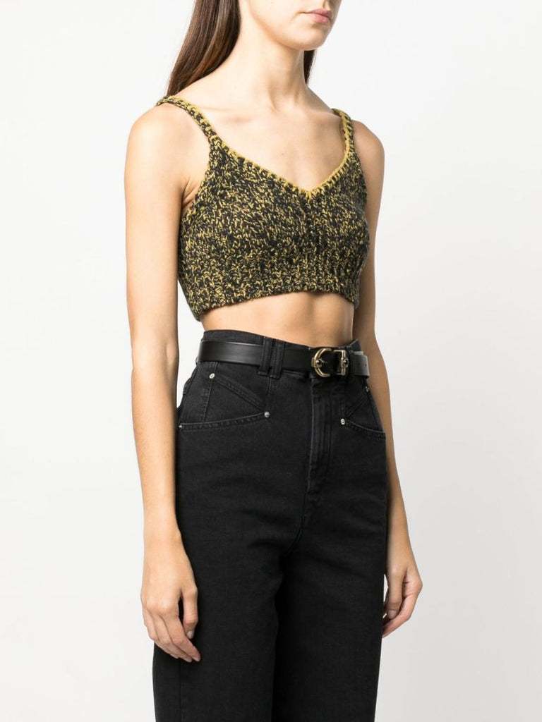 Green Lia MÃ_x0083_Â©lange Knitted Crop Top