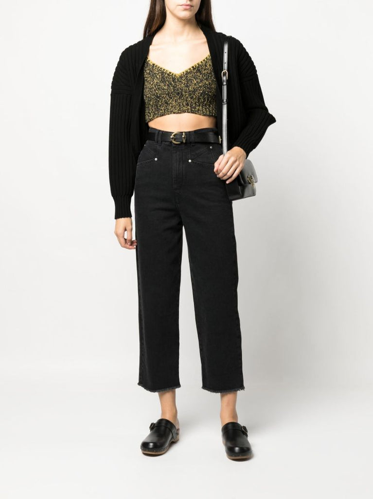 Green Lia MÃ_x0083_Â©lange Knitted Crop Top