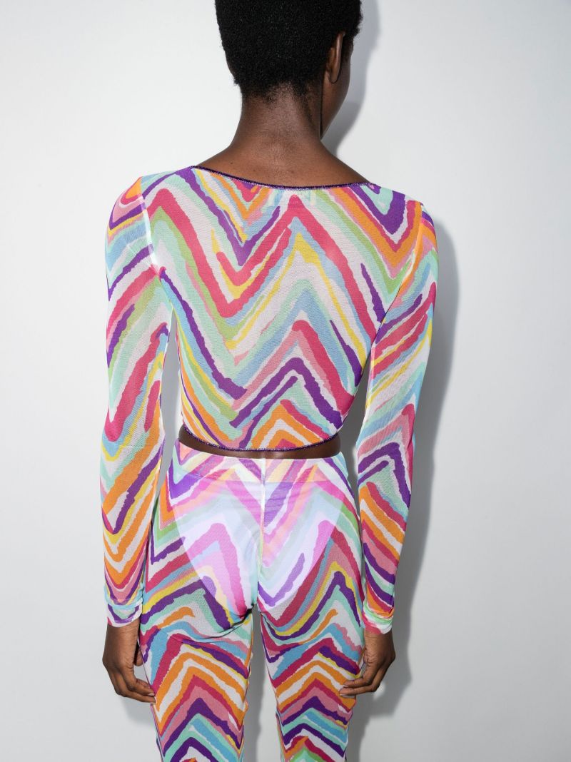 Multicolour Zigzag Print Cropped Top