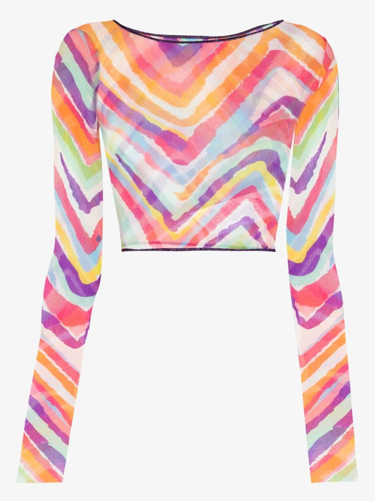 Multicolour Zigzag Print Cropped Top