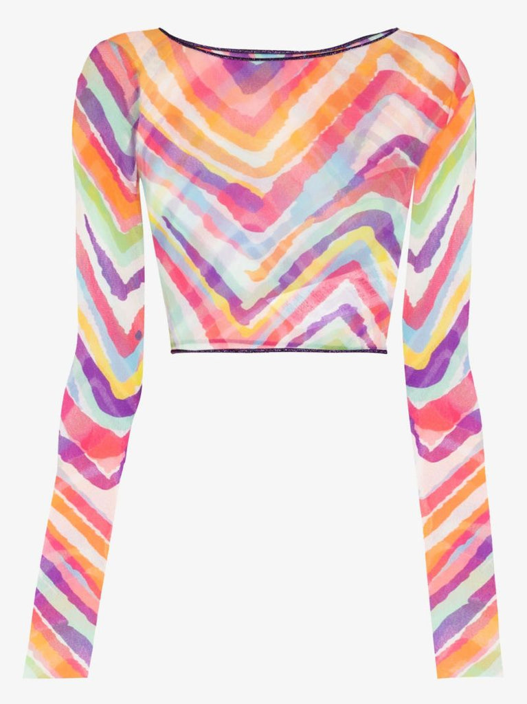 Multicolour Zigzag Print Cropped Top