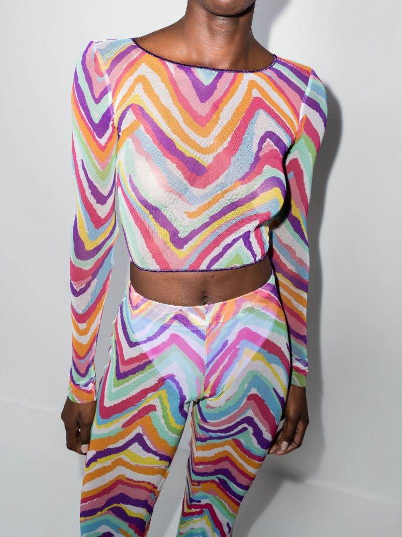 Multicolour Zigzag Print Cropped Top