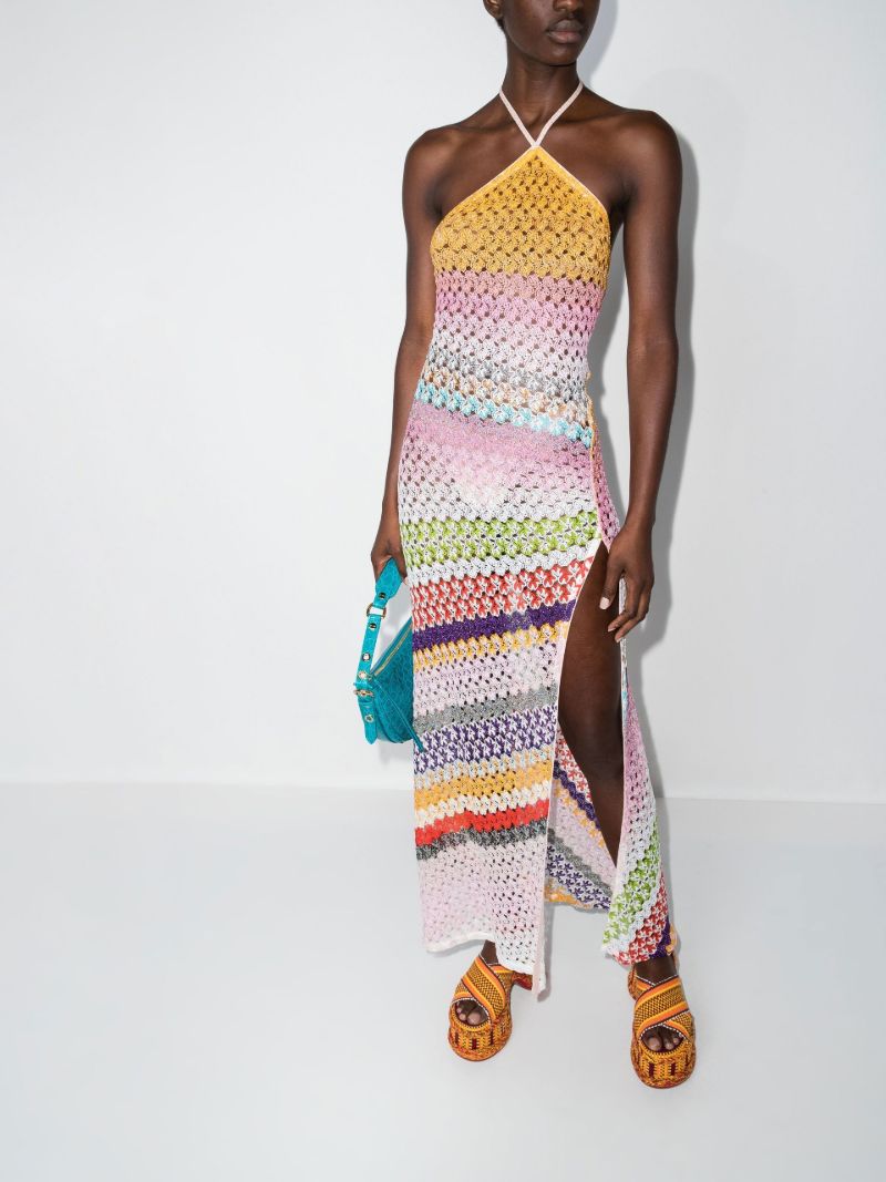 Multicolour Crochet Knit Halterneck Dress