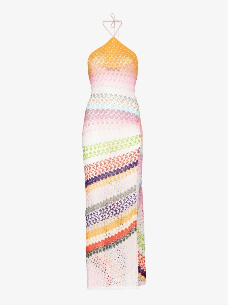 Multicolour Crochet Knit Halterneck Dress
