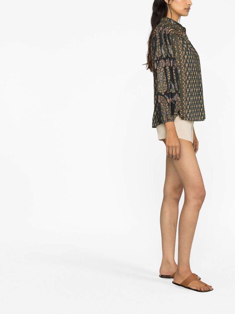 Green Paisley Print Organic Cotton Blouse