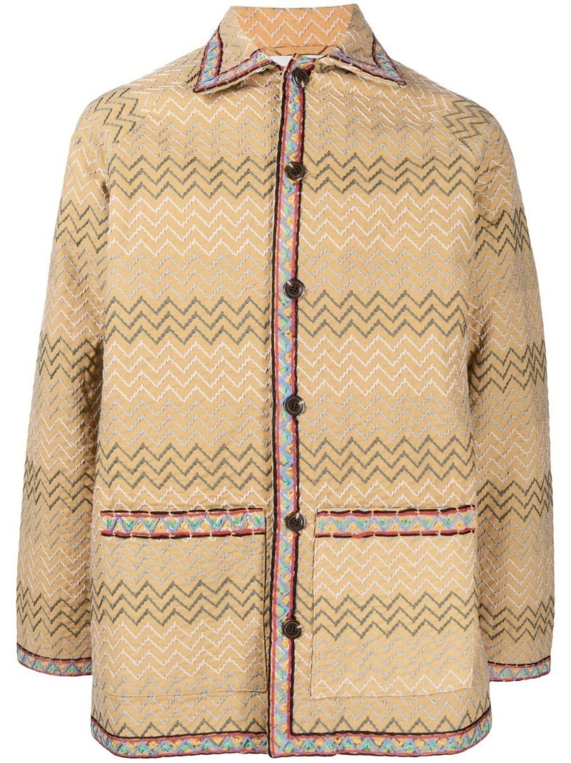 Neutral Embroidered Buttoned Jacket