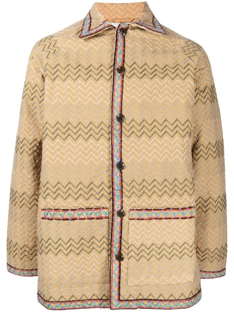 Neutral Embroidered Buttoned Jacket