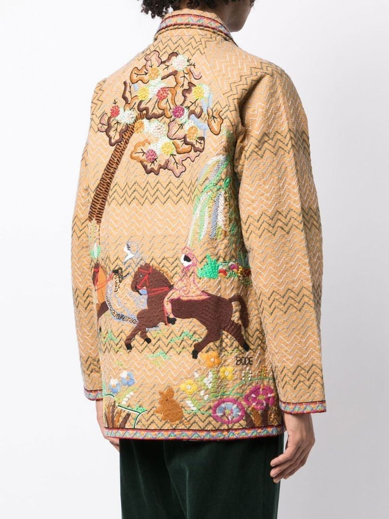 Neutral Embroidered Buttoned Jacket