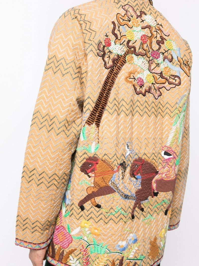 Neutral Embroidered Buttoned Jacket