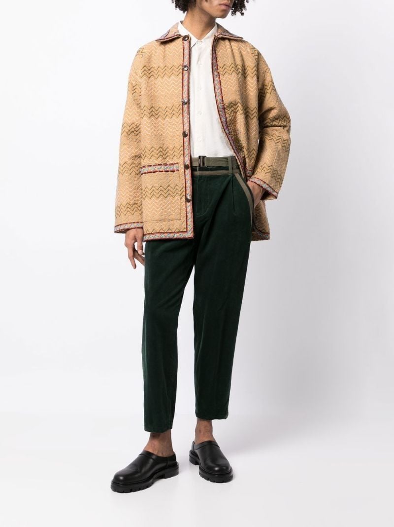 Neutral Embroidered Buttoned Jacket
