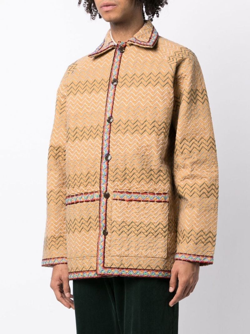 Neutral Embroidered Buttoned Jacket