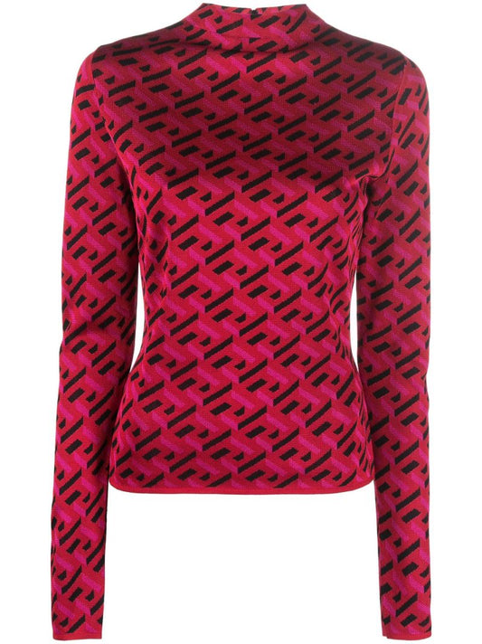 Red La Greca Monogram Top