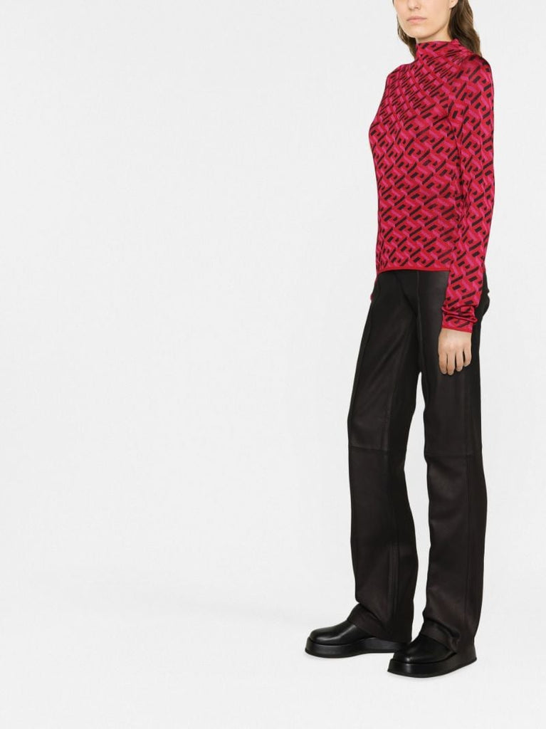Red La Greca Monogram Top