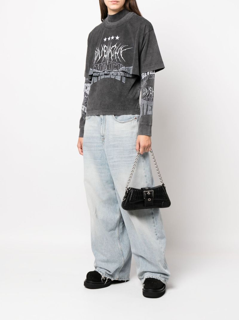 Grey Embroidered Logo Layered T-shirt