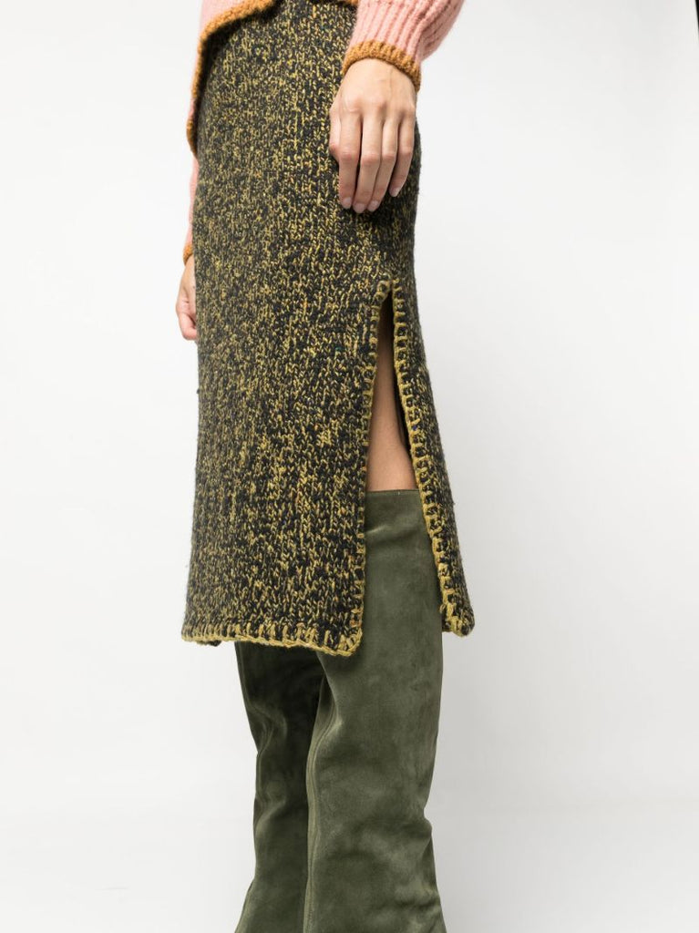 Green Giordana MÃ_x0083_Â©lange Knitted Midi Skirt